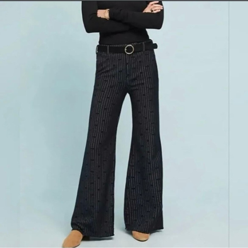 Anthropologie Cartonnier Jacquard Dot Wide Leg Pants 27 4